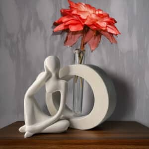 Arch-Shaped Flower Pot Set with Abstract Human Figure & Test Tube – Handmade Artistic Décor for Home & Office
